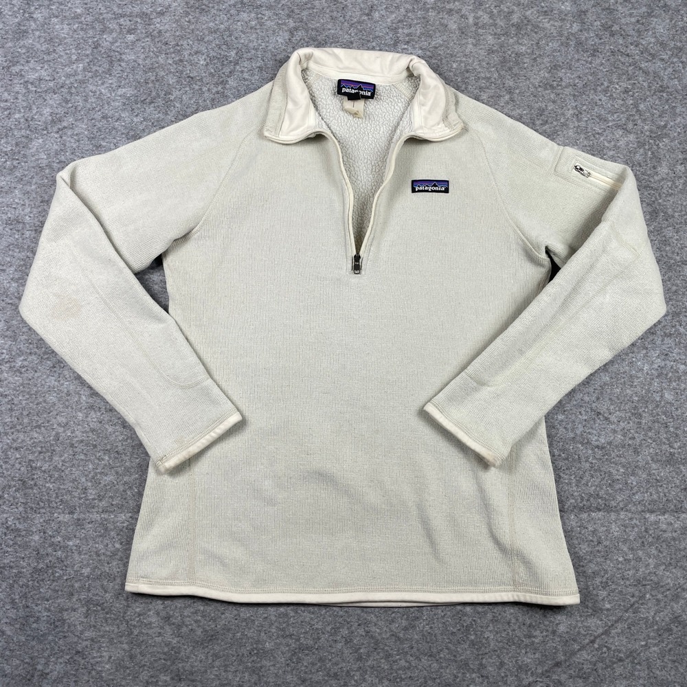 Patagonia Better Sweater Pullover Womens L Cream Tan 1/4 Zip Fleece Jacket 25526